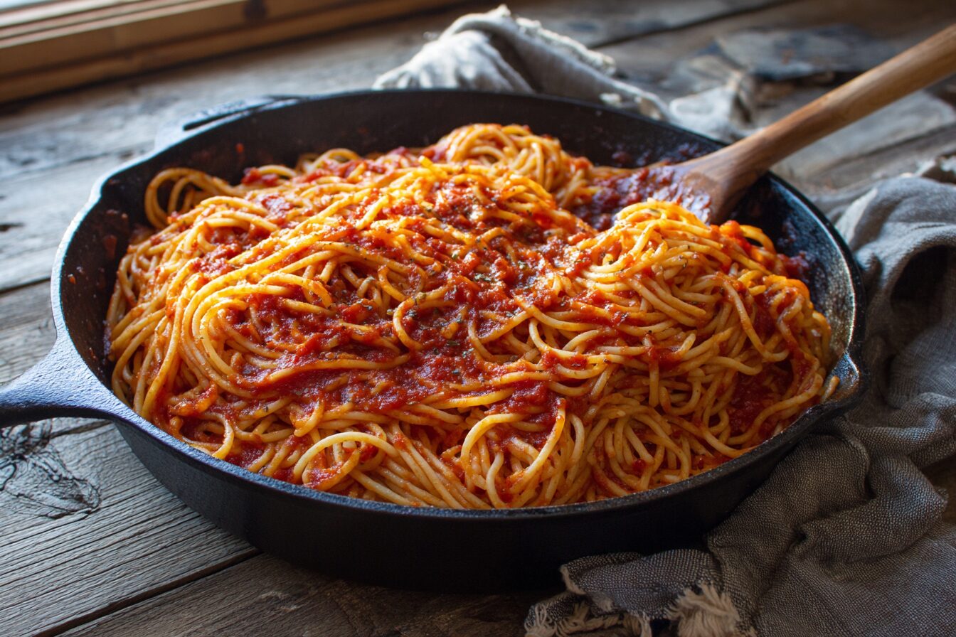 One-Pan Spaghetti Cooked in Marinara Sauce