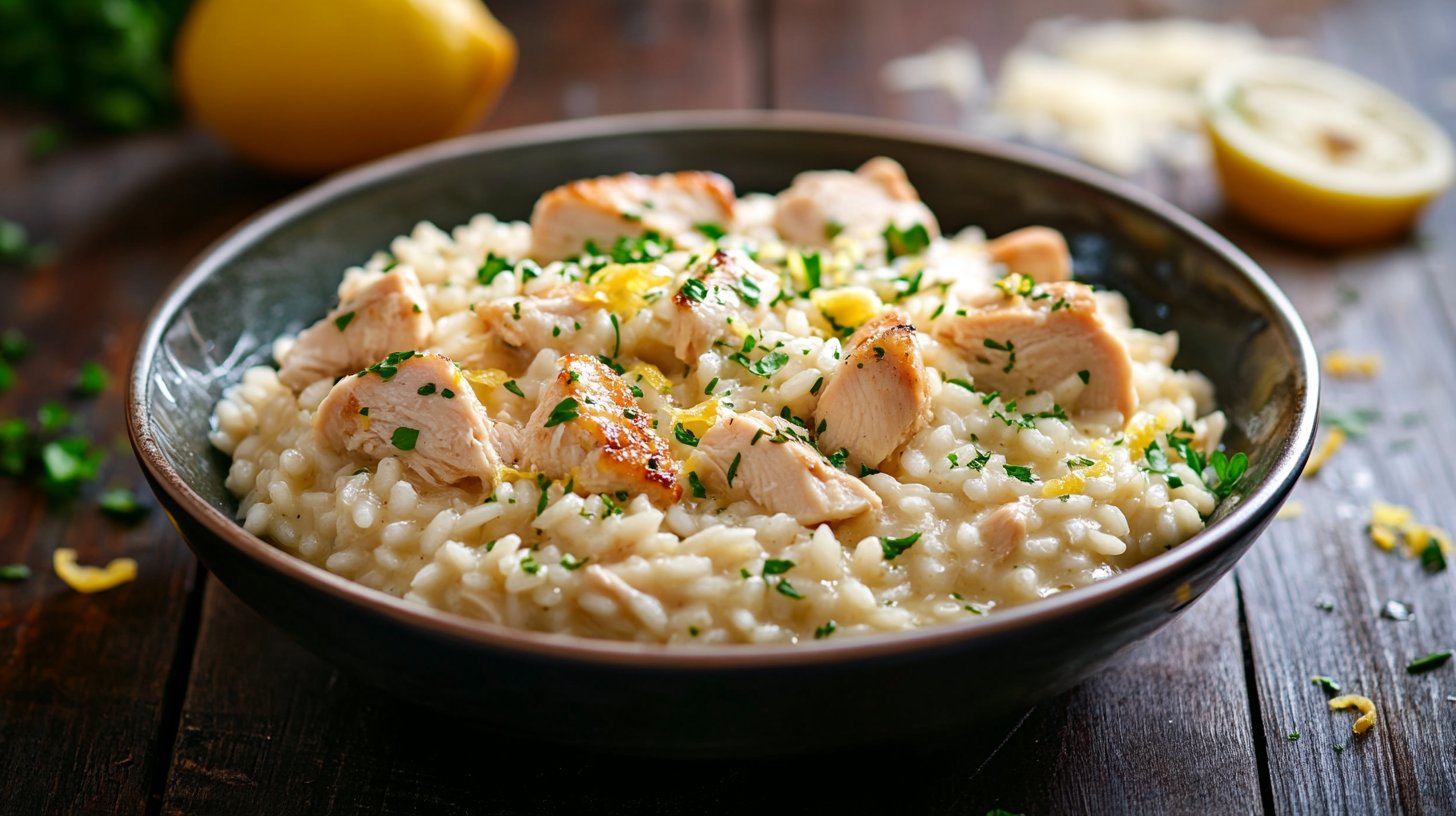 Chicken Risotto With White Miso and Lemon