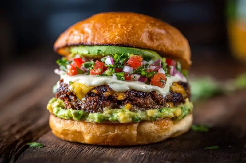 Mexican Smash Burger with Chipotle Mayo and Pico de Gallo