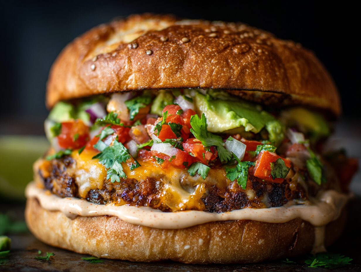 Mexican Smash Burger with Chipotle Mayo and Pico de Gallo