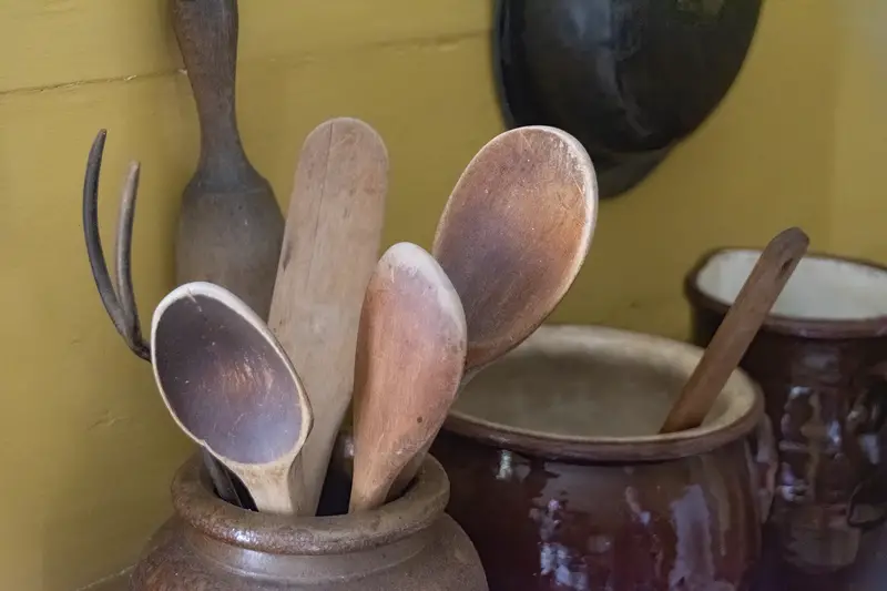 Antique Wooden Spoons and Jars